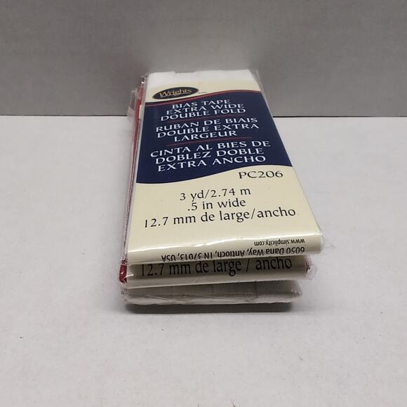 Lot of 3 Wrights Extra Wide Double Fold Bias Tape Quilt Binding White Red - Picture 6 of 7
